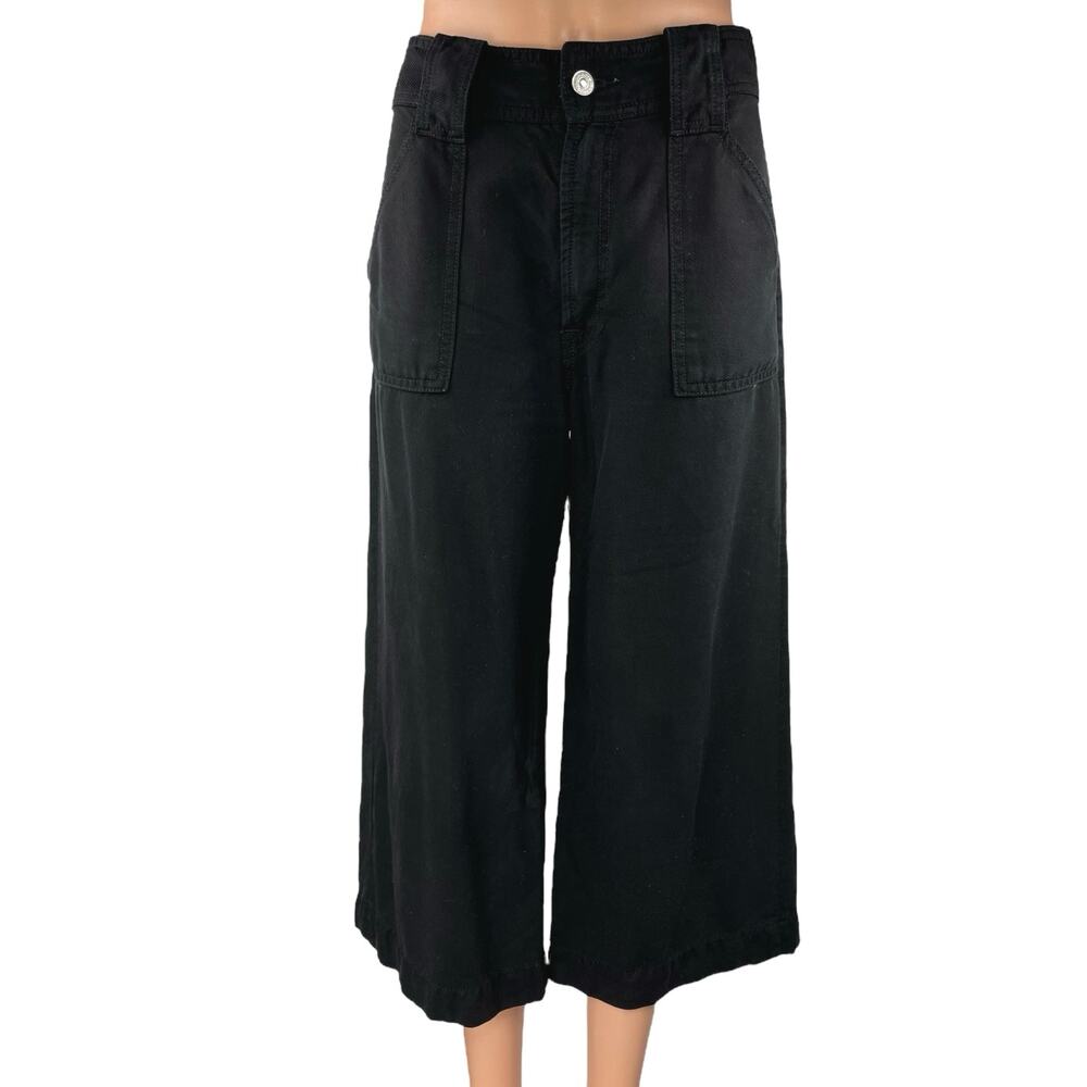 7 For All Mankind Women's Black Wide Leg High Rise Trousers Denim Jeans Pants 28